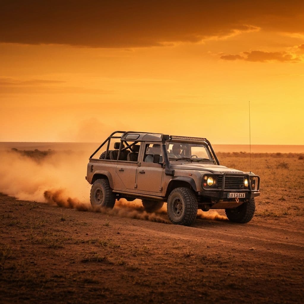 Off-road 4x4 in dusty terrain